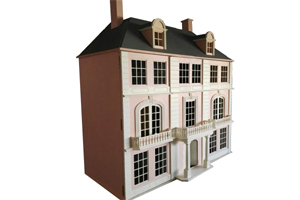 échelle 1:12 Panier à Linge marron-bleu poupée/Maison de Poupée #15# miniature P.D