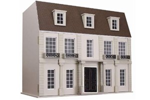 échelle 1:12 Panier à Linge marron-bleu poupée/Maison de Poupée #15# miniature P.D